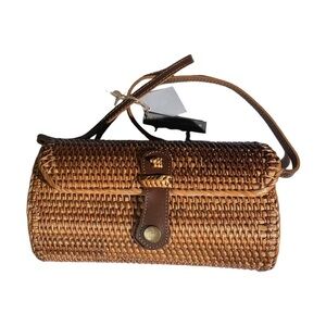 Straw Studios Raffia Crossbody East West Bag Purse Made In Bali Lined NEW BOHO